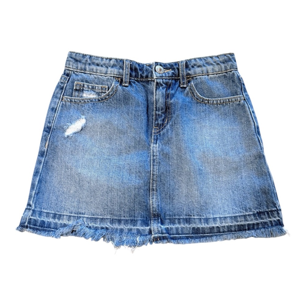 Forever 21 Girls Distressed Blue Denim Mini Skirt